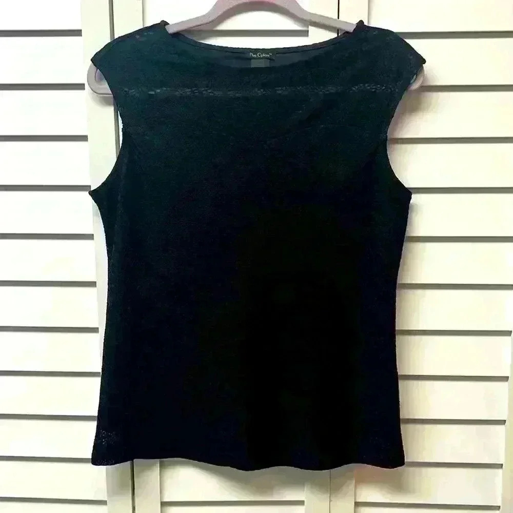Nue Options Lace Sleeveless Top Size Small Black